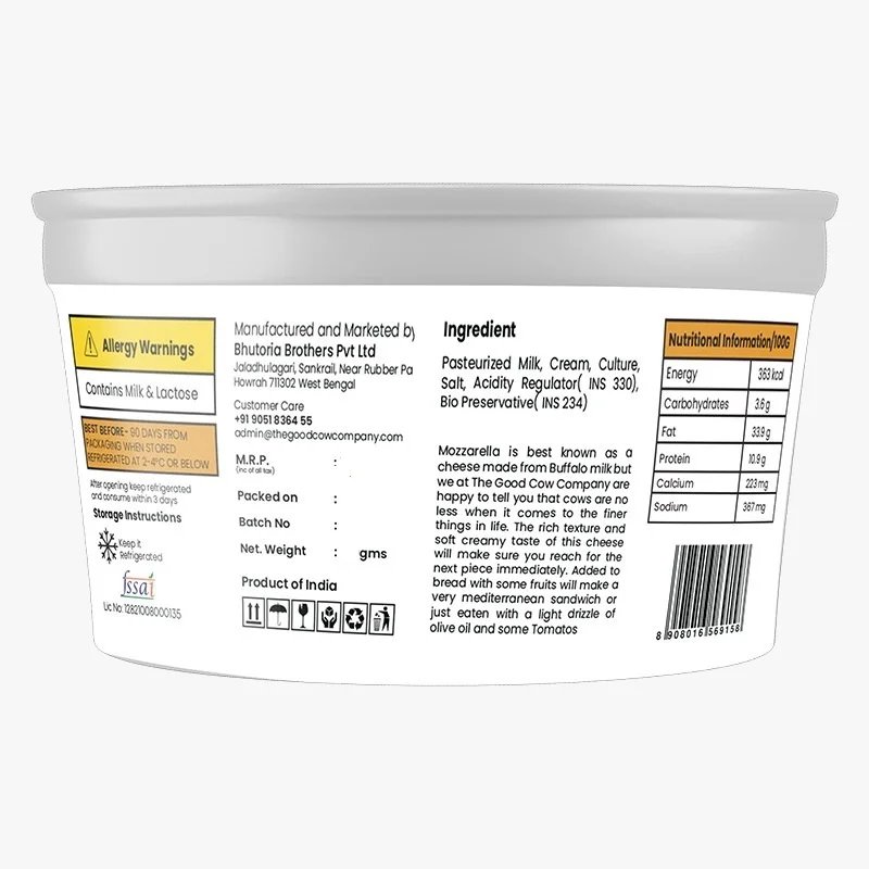 FRESH MOZZARELLA CHEESE 200G - Delivery only in Kolkata